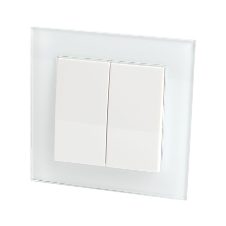 Выключатель 2-клавишный STEKKER, GLS10-7004-01, 250В, 10А, серия Катрин, белый