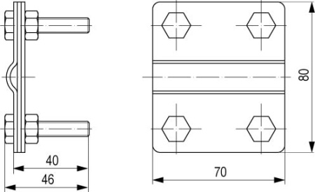 Соединитель стержень-полоса, 80х70 мм DKC