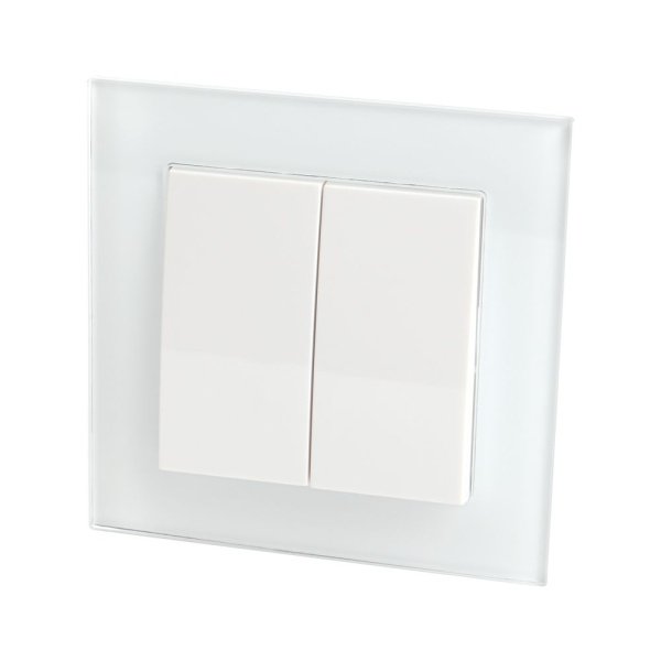 Выключатель 2-клавишный STEKKER, GLS10-7004-01, 250В, 10А, серия Катрин, белый