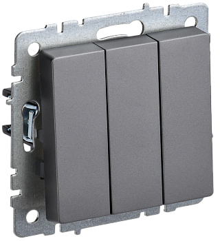 BRITE Выключатель 3-клавишный 10А ВС10-3-0-БрС сталь IEK