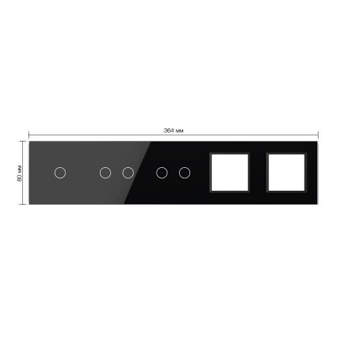 Панель для 3-х сенсорных выключателей и 2-х розеток, 5 клавиш (1+2+2), цвет черный, стекло Livolo фото 2
