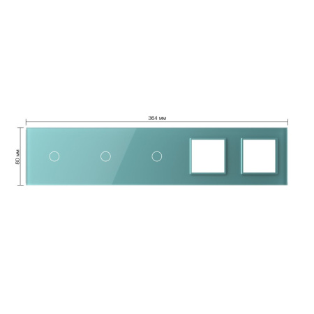 Панель для 3-х сенсорных выключателей и 2-х розеток, 3 клавиши (1+1+1), цвет зеленый, стекло Livolo