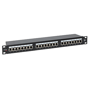 Патч-панель TERACOM PRO 19'' Cat,5E 1U полный экран STP 24 порта RJ-45 Dual IDC с органайзером EKF