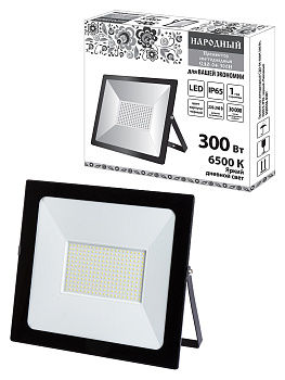 Прожектор светодиодный СДО-04-300Н 300 Вт, 6500 К, IP65, черный, Народный TDM