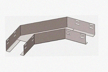Лоток угловой глухой КГГ 200х100-90 УХЛ1 поворот на 90, горячее цинкование S 1,5 мм
