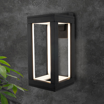 Уличный настенный светодиодный светильник 12Вт 4000К черный IP54 Frame (a051855) Elektrostandard