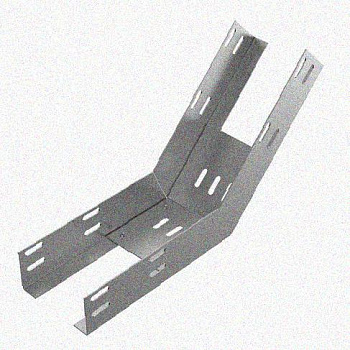 Лоток перфорированный КП 500х200-45 УТ1,5 для поворота трассы вверх на 45, оцинкованный лист, S1,5