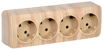 Розетка четырехместная ОУ РС24-3-ХС с з/з 16А GLORY сосна IEK