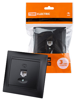 Розетка телефонная RJ11 графит "Лама" TDM Розетка телефонная RJ11 графит "Лама" TDM