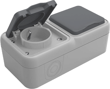 Donel W55 Розетка 2-я с защ.крышк., 2К+З., накладная, серый, IP55, серия (тип) DIP55 Donel W55 Розетка 2-я с защ.крышк., 2К+З., накладная, серый, IP55, серия (тип) DIP55