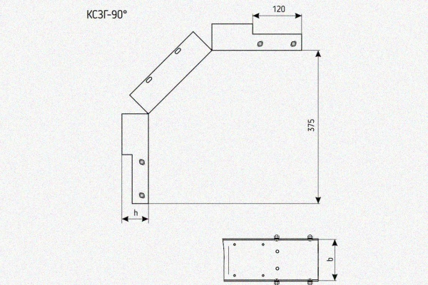 Лоток замковый глухой КСЗГ 100х100-90 УХЛ1 для поворота трассы вниз на 90, горячее цинкование S1,5