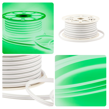 17-26 Светодиодный неон, двусторонний, 220В, 6Вт/м, 2835, 120д/м, IP65, 8*16мм, 50м, зеленый APEYRON