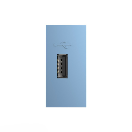 Розетка USB с блоком питания 2.1А 5В, цвет синий (механизм) Livolo