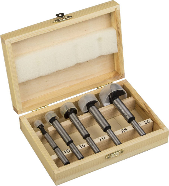 5 шт., 10-15-20-25-35мм, набор сверл форстнера по дереву, фанере, ДСП ЗУБР