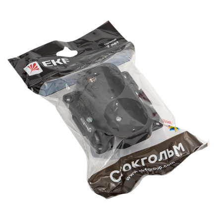 Стокгольм Механизм Розетки 2-местной с/з 16А черный с защ, штор, EKF