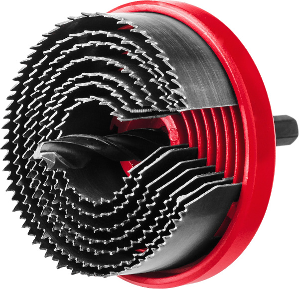 7шт(26-63/18мм), пила сегментная наборная по дереву, 26-32-38-45-50-56-63х18 мм ЗУБР