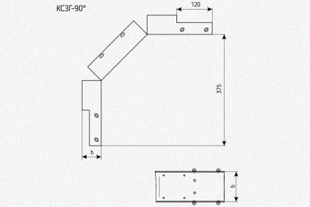 Лоток замковый глухой КСЗГ 400х65-90 УТ1,5 для поворота трассы вниз на 90, горячее цинкование, S1,5