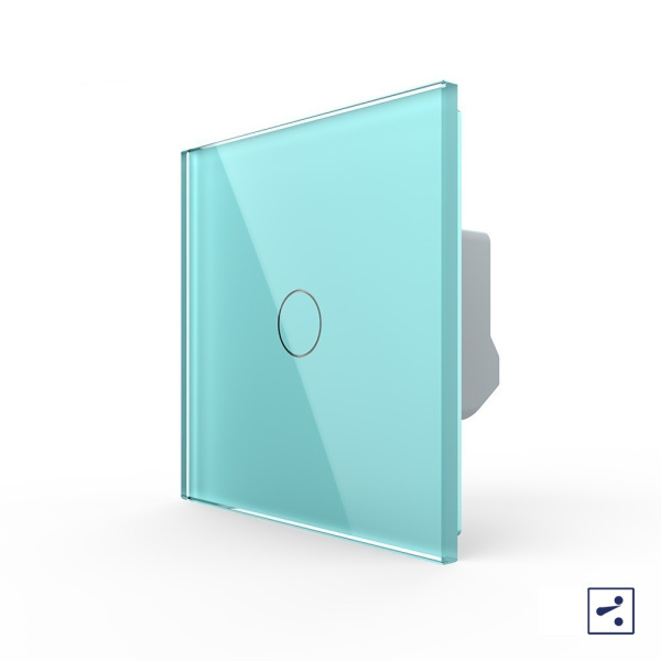 Одноклавишный проходной/перекрестный сенсорный выключатель 1 пост, цвет зеленый Livolo