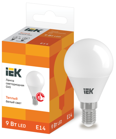 Лампа светодиодная G45 шар 9Вт 230В 3000К E14 IEK