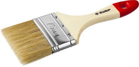 Кисть плоская "УНИВЕРСАЛ-МАСТЕР", натуральная щетина, деревянная ручка, 75мм ЗУБР