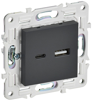 SKANDY Розетка USB A+C 18Вт SK-R13G графит IEK