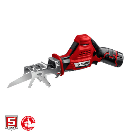 12В, 2 АКБ (2Ач), в коробке, пила сабельная. СПЛ-125-22 ЗУБР