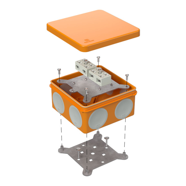 Коробка огнестойкая разветвительная для о/п двухкомпонентная 60-0300-FR6.0-4-4-Р Е15-Е60 100х100х50 RAL2004 Промрукав