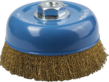 ЭКСПЕРТ. Щетка чашечная для УШМ, витая латунированная стальная проволока 0,3мм, 150ммхМ14 ЗУБР