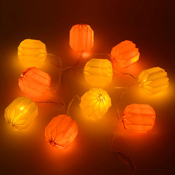 15-20 Электрическая гирлянда светодиодная, бумажная, расстояние между диодами 15 см, с батарейкой. Apeyron