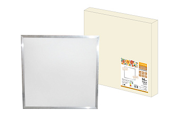 Ультратонкая светодиодная панель ЛП 02 595х595, 2800 лм 36 Вт 4000 К хром, без драйвера, Народная