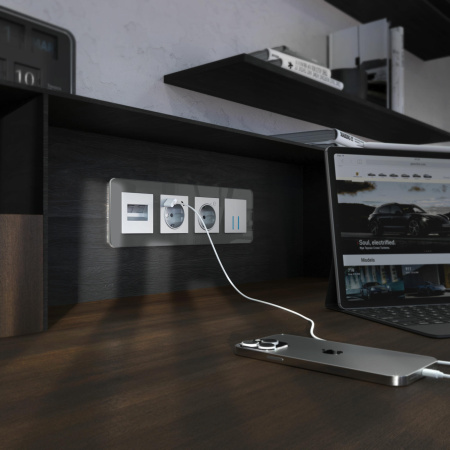 Elite Рамка из стекла на 4 поста графит Werkel