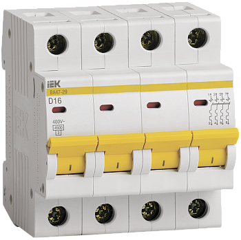 Выключатель автоматический ВА МОД ВА47-29 4П 16А 4,5кА D IEK