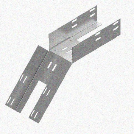 Лоток перфорированный КС 400х65-45 УХЛ1 для поворота трассы вниз на 45, оцинкованный лист S1,5