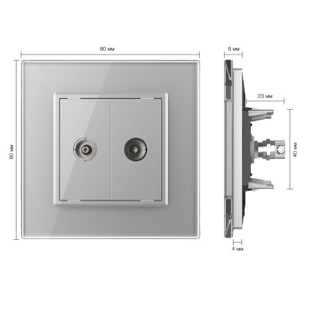 Розетка ТВ двойная Серая Livolo