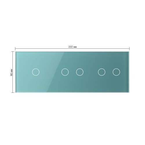 Панель для трех сенсорных выключателей, 5 клавиш (1+2+2), цвет зеленый, стекло Livolo фото 2