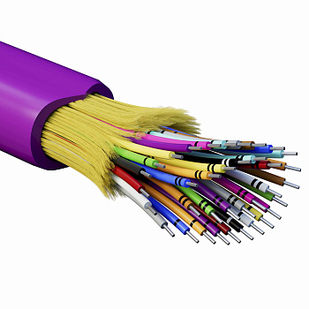 Кабель волоконно-оптич., расп.,арамидные упр.нити, внутр., нг(А)-HF, 36 ОВ, категорияOM4 (G.651.1) плотный буфер, 0,4 кН, барабан 2000 м DKC