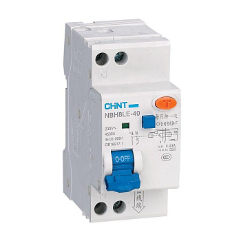 Дифференциальный автоматический выключатель NBH8LE-40 1П+N 40А 30мА х-ка С 4,5кА CHINT