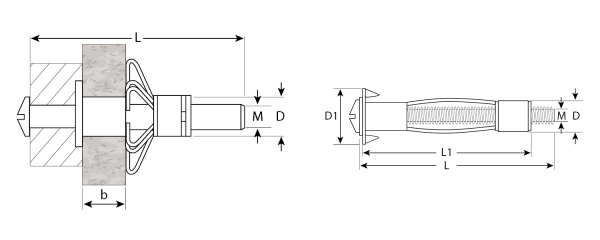 Анкер МОЛЛИ для пустотелых материалов, М8х80х50мм, 35шт, с винтом НЕХ, оцинкованный, ЗУБР