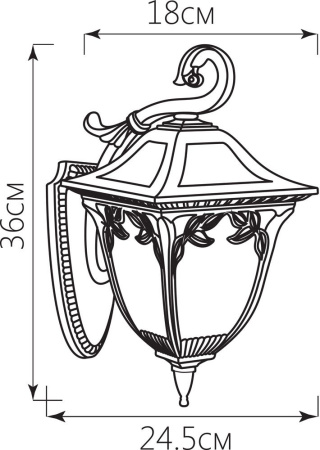Светильник садово-парковый Feron PL4072 четырехгранный на стену вниз 60W E27 230V, черное золото