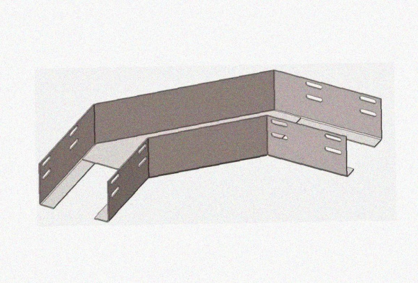 Лоток угловой перфорированный КГ 200х65-135 У3 поворот на 135, окрашенный, S1,0
