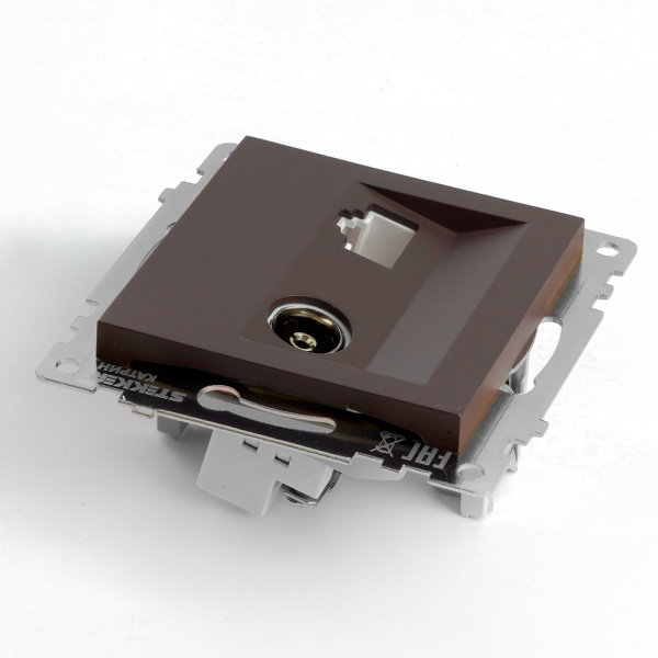 Розетка телевизионная 1-местная (механизм), STEKKER GLS00-7106-04, 75 Ом, 5-862МГц, серия Катрин, черный Розетка телевизионная 1-местная (механизм), STEKKER GLS00-7106-04, 75 Ом, 5-862МГц, серия Катрин, черный