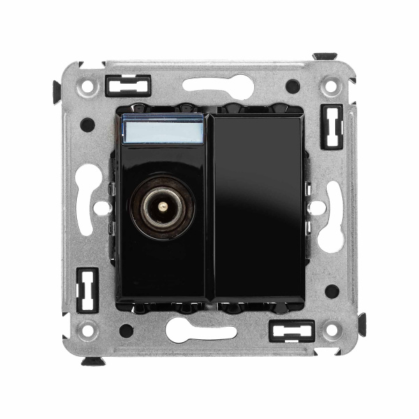 Розетка TV проходная в стену, "Avanti", "Черный квадрат" DKC