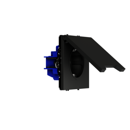 Розетка встраиваемая Voltum S70 с заземлением, защитными шторками и крышкой 16А, (черный матовый)