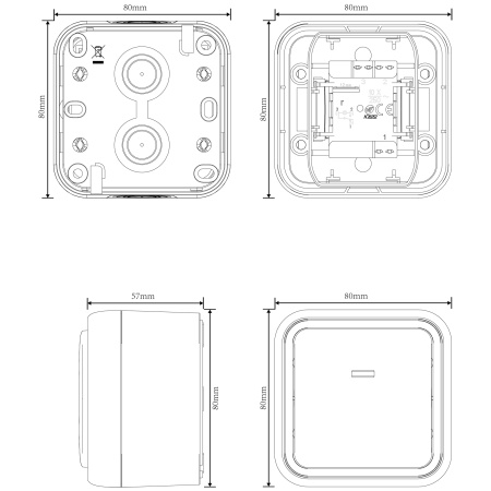 Donel W55 Переключатель 1-кл. накладной с подсветкой, серый, IP55, серия (тип) DIP55
