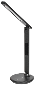 LIGHTING Светильник светодиодный настольный 2011 7Вт на подставке QI-заряд USB-выход кожа черный IEK