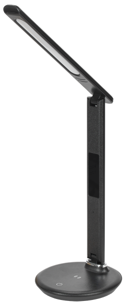 LIGHTING Светильник светодиодный настольный 2011 7Вт на подставке QI-заряд USB-выход кожа черный IEK