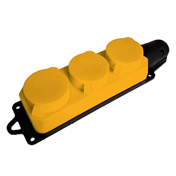 Розетка переносная 3-местная с/з STEKKER, RST16-23-44-6 (РП 16-334), штепсельная 250В, 16А, IP44, желтый