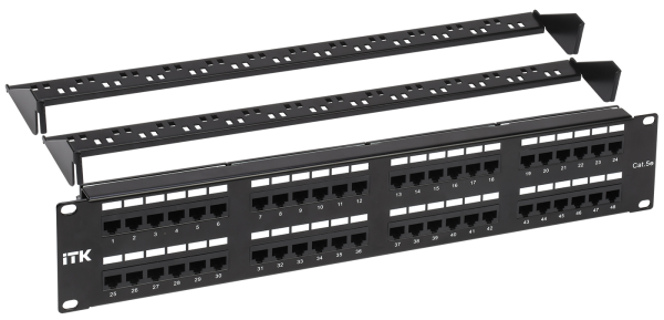 ITK 2U патч-панель кат.5E UTP 48 портов (Dual) с кабельным органайзером