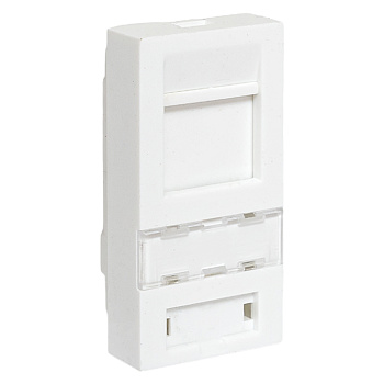 Вставка розеточная TERACOM PRO 45x22,5мм формат Mosaic на 1 модуль Keystone со шторкой и маркером белая EKF