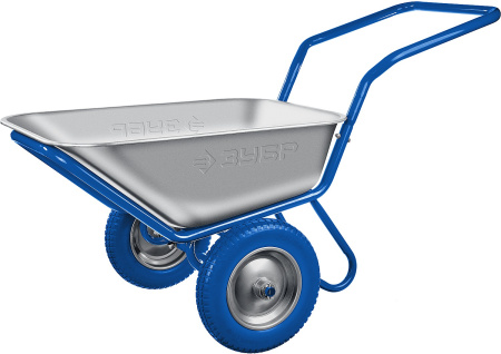 Строительная двухколесная тачка ПТ-500 110 л 260 кг П-образная ручка ЗУБР